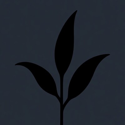 Black silhouette of three leaves