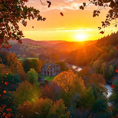 Bolton Abbey Sunset Autumn Valley