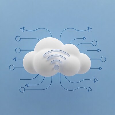 Cloud Computing Icon with WiFi Arrows