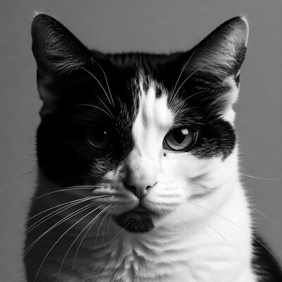 Black and White Tuxedo Cat Portrait