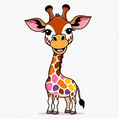 Cute cartoon giraffe smiling