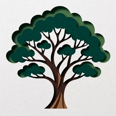 Green Paper Cutout Tree