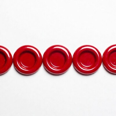 Five Red Buttons on White Background