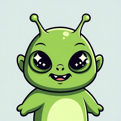 Cute green alien illustration