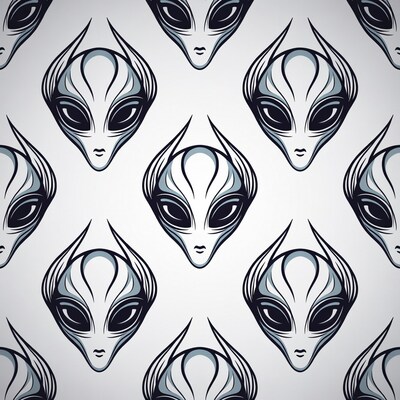 Alien Heads Seamless Pattern