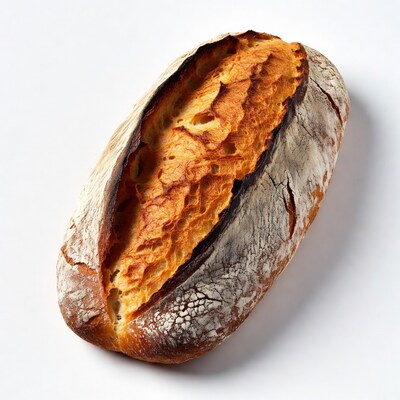 Sliced Artisan Baguette on White Background