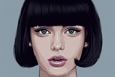 Asian woman with bob haircut illustration