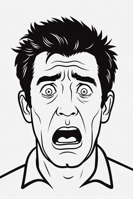 Cartoon man screaming in shock