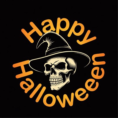 Witch Skull Happy Halloween Illustration