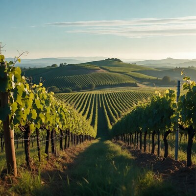 Vineyard Rows at Sunrise