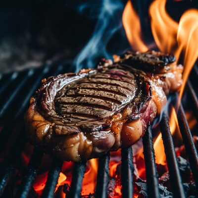 Grilled Ribeye Steak on BBQ Grill