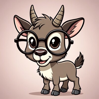 Cute cartoon goat wearing glasses