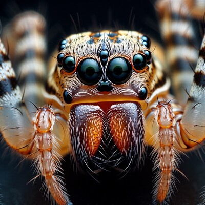 Close-up of striped jumping spider