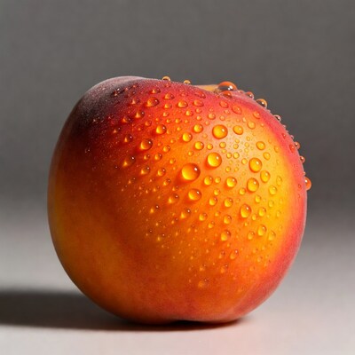 Dew-covered ripe peach