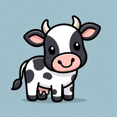 Cute cartoon baby cow