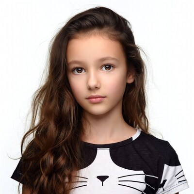 Girl in cat face t-shirt