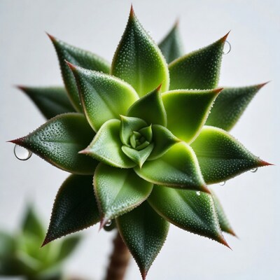 Dew-covered succulent plant