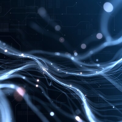 Glowing Blue Circuit Waves Background