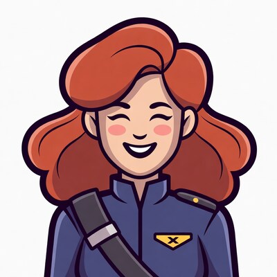 Smiling redhead female pilot illustration