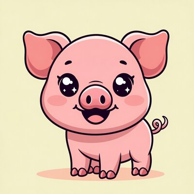 Cute pink pig illustration
