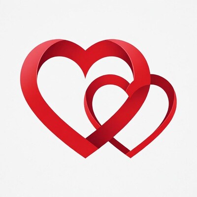 Two Intertwined Red Hearts