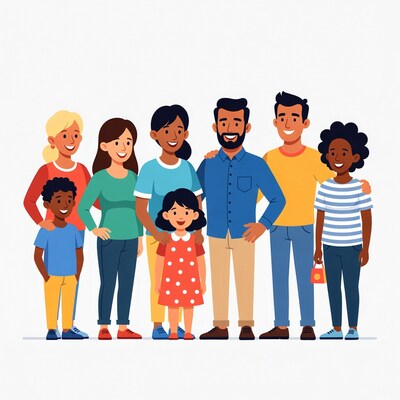 Diverse family group illustration