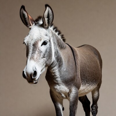 Gray donkey on isolated background