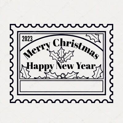 Merry Christmas Happy New Year Stamp