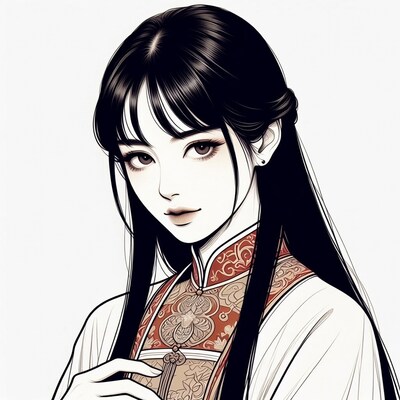 Asian woman in qipao illustration