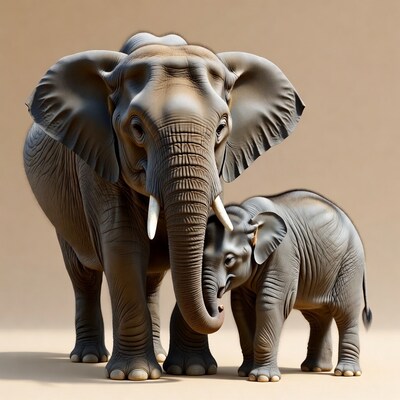 Mother elephant with baby