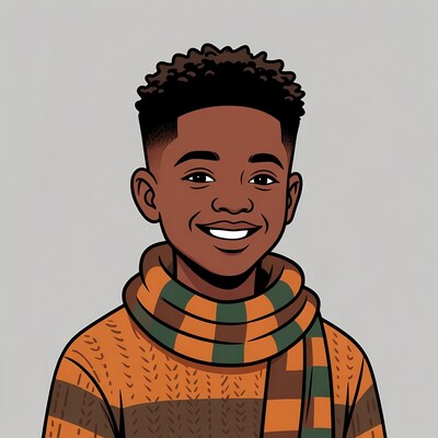 Smiling African-American boy in scarf