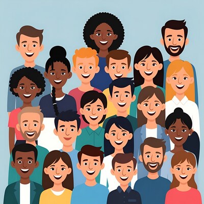 Diverse smiling group illustration