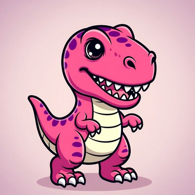 Cute Pink T-Rex Illustration
