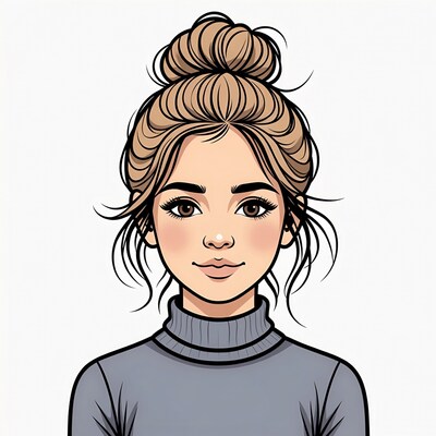 Woman with messy bun hairstyle