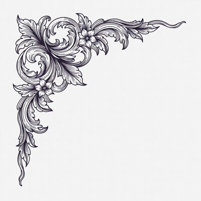 Floral Victorian Corner Border Illustration