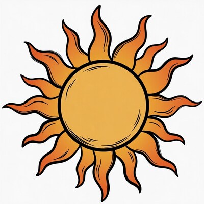 Cartoon Orange Sun Illustration