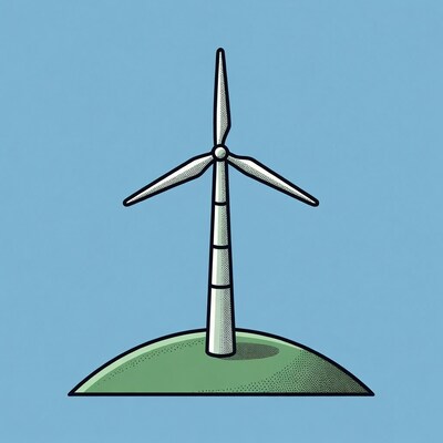 Wind turbine on green hill