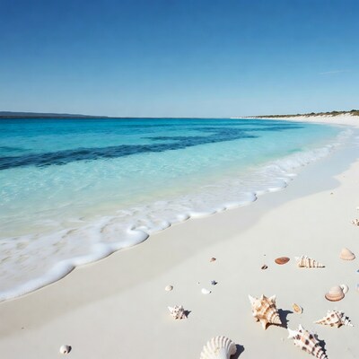 White sand beach with seashells