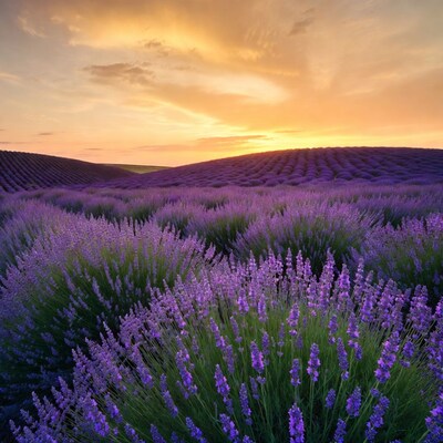Lavender Fields at Sunset