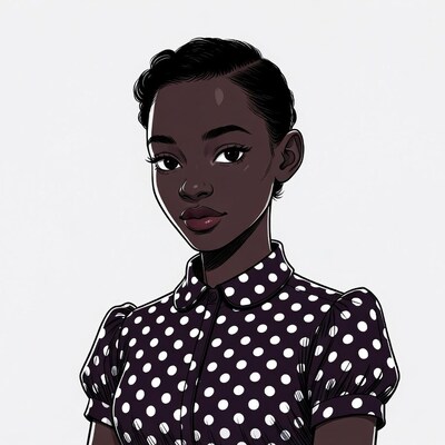 African-American woman in polka dot blouse