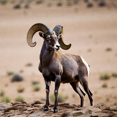 Desert Bighorn Sheep with Large Horns