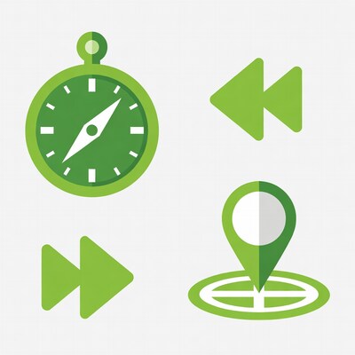 Green Compass, Arrows, Location Pin Icons