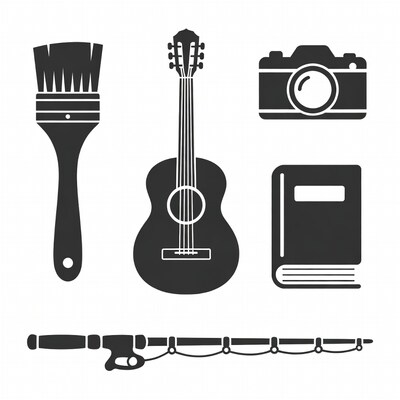 Paintbrush Guitar Camera Book Fishing Rod Icons