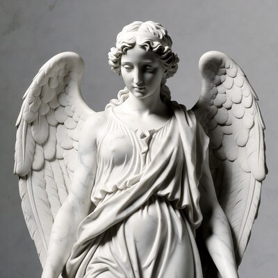 Marble Angel Woman Statue with Wings