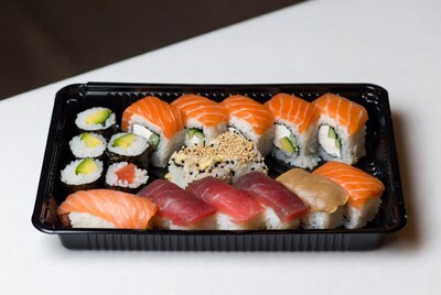 Assorted Sushi Rolls in Black Tray