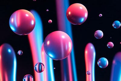 Floating pink blue 3D spheres