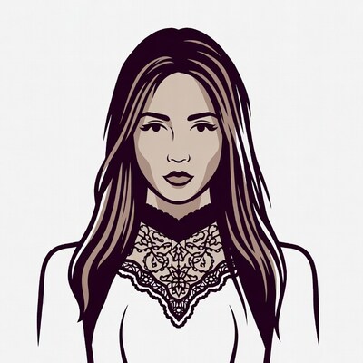 Woman in lace collar illustration