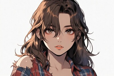 Anime girl in plaid shirt