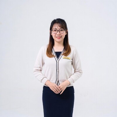 Asian teacher woman with name tag
