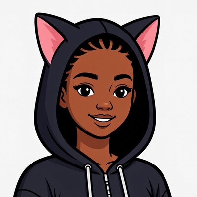African-American girl in cat ear hoodie